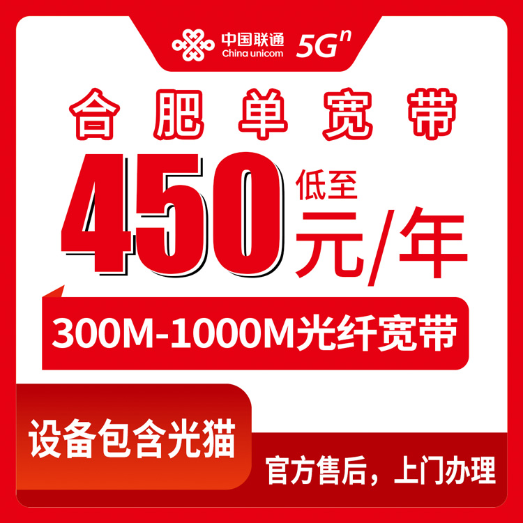 2026年10月15日安徽省合肥肥东县联通单宽怎么挑，450到720元包年三档速率挨个说清楚