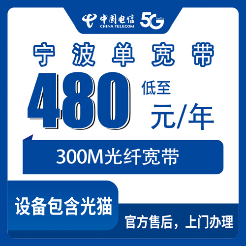 2026年10月30日浙江省宁波宁海县电信300M单宽带480元包年，安装流程和资费细节都在这